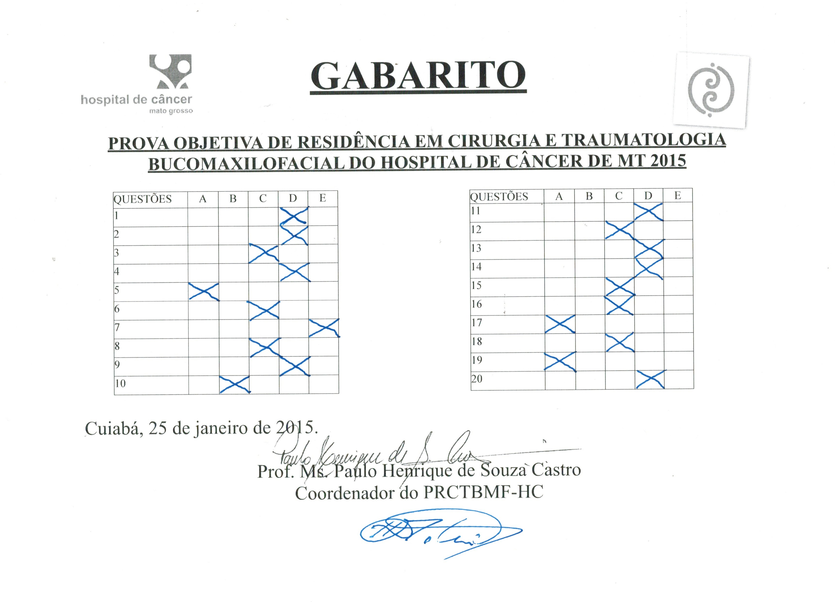 GABARITO DA PROVA DA BUCOMAXILOFACIAL